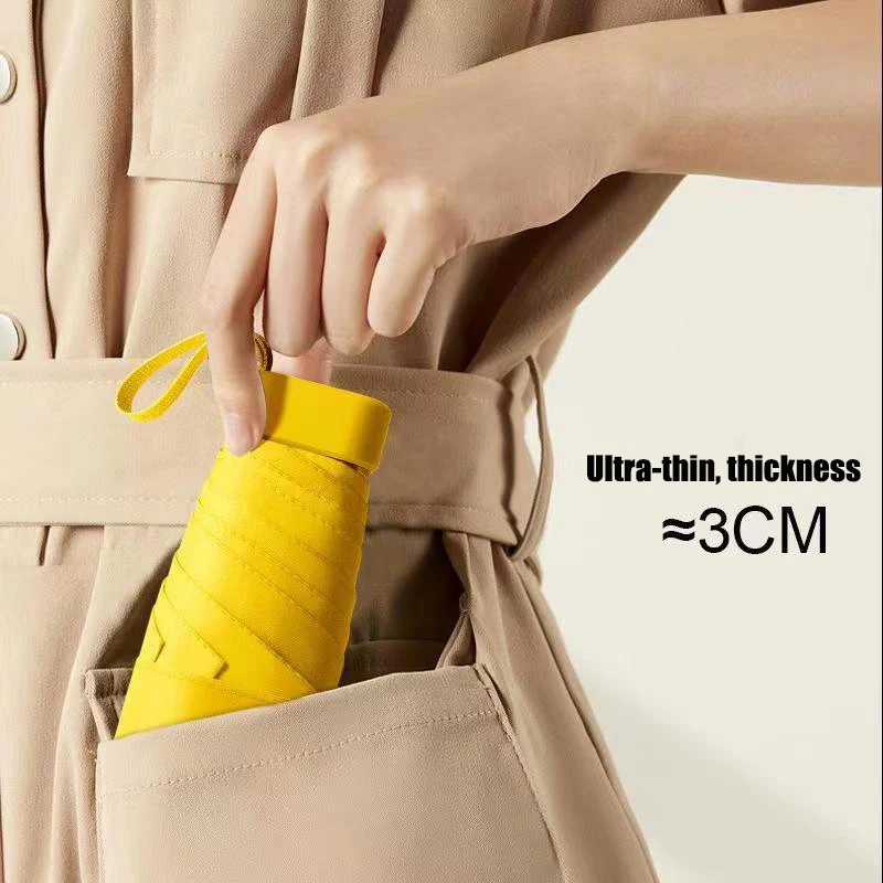 Mini-Taschen-Regenschirm, UV-Klappschirm, regendicht, Sonnenschutz, Outdoor-Reisen, Kapsel, Regenschirm, 5-fach faltbarer Sonnenschirm