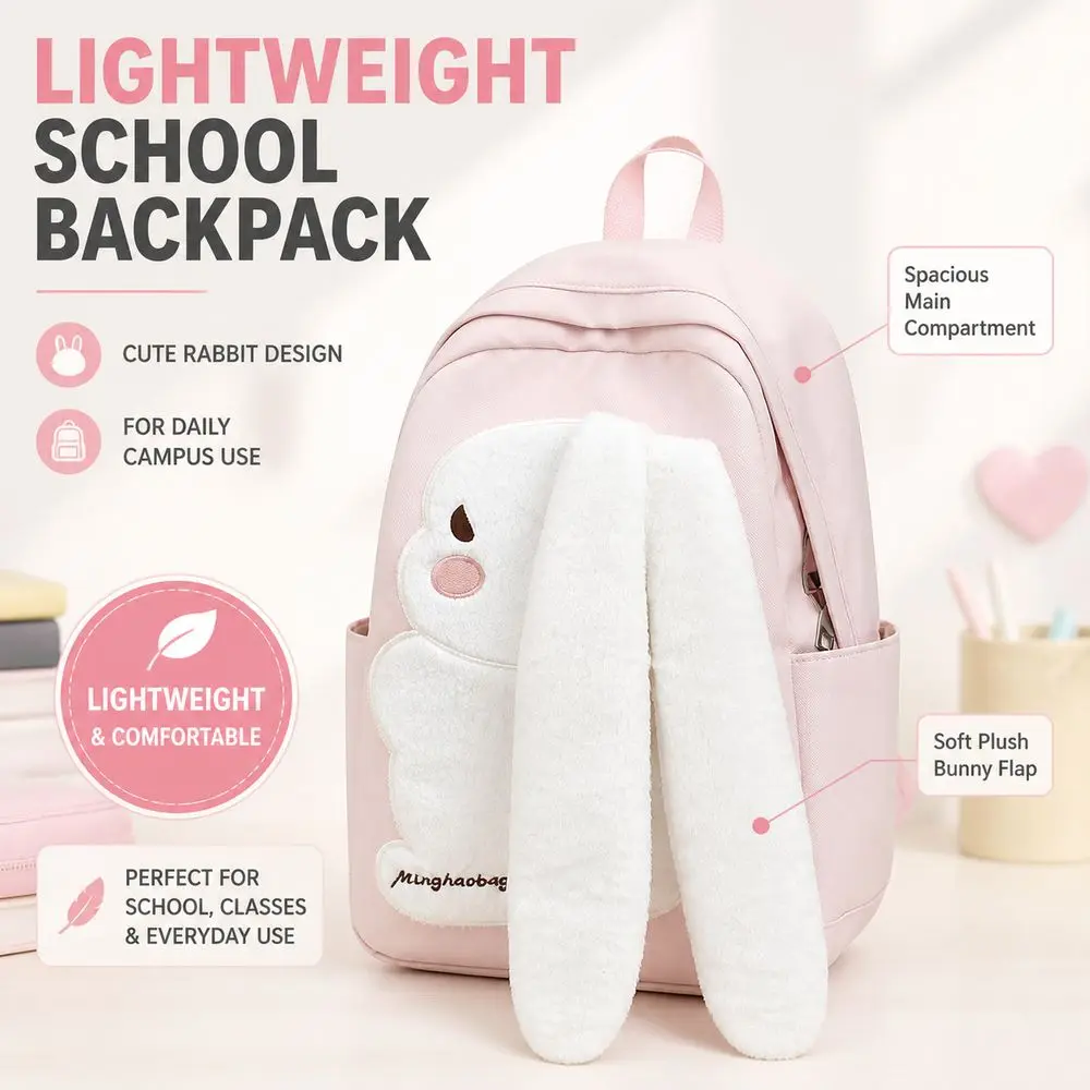 Casual Large Capacity Student Schoolbag Soft Nylon Lightweight Preppy Knapsack Girls Backpack For School