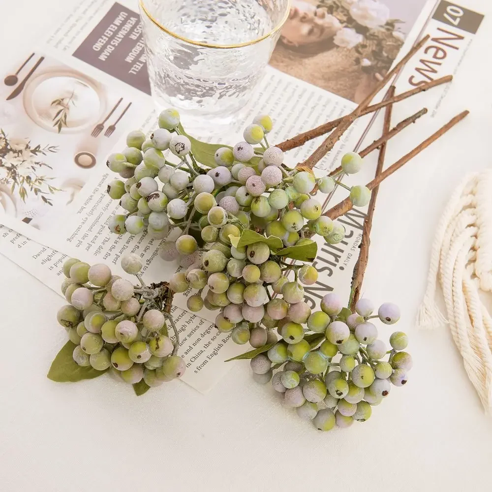 1pc Artificial Green Foam Berry Plants Branch for Christmas Decoration Berries Diy Home Wedding Bouquet Party Flower Arrangement