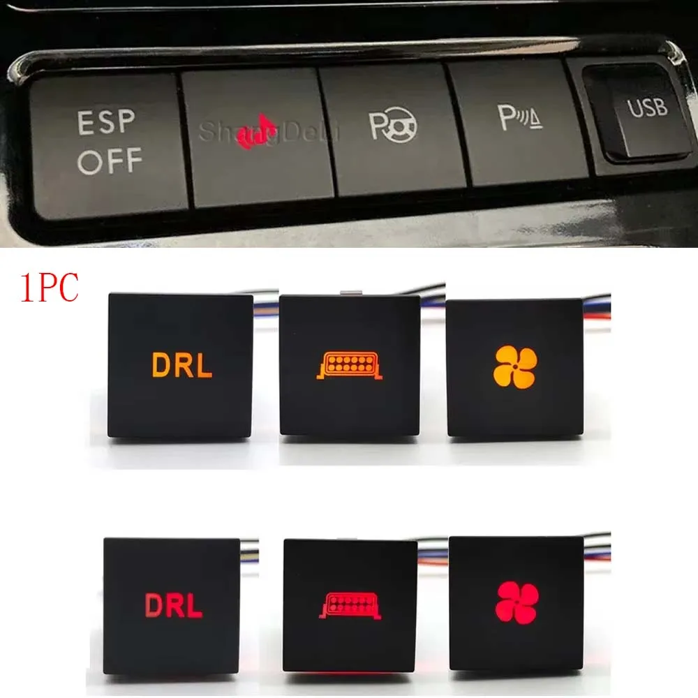 1PC Car LED DRL Light Packing Radar Power On Off Mirror heat Exhaust Switch Button For VW Golf 6 MK6 Jetta Scirocco Accesso
