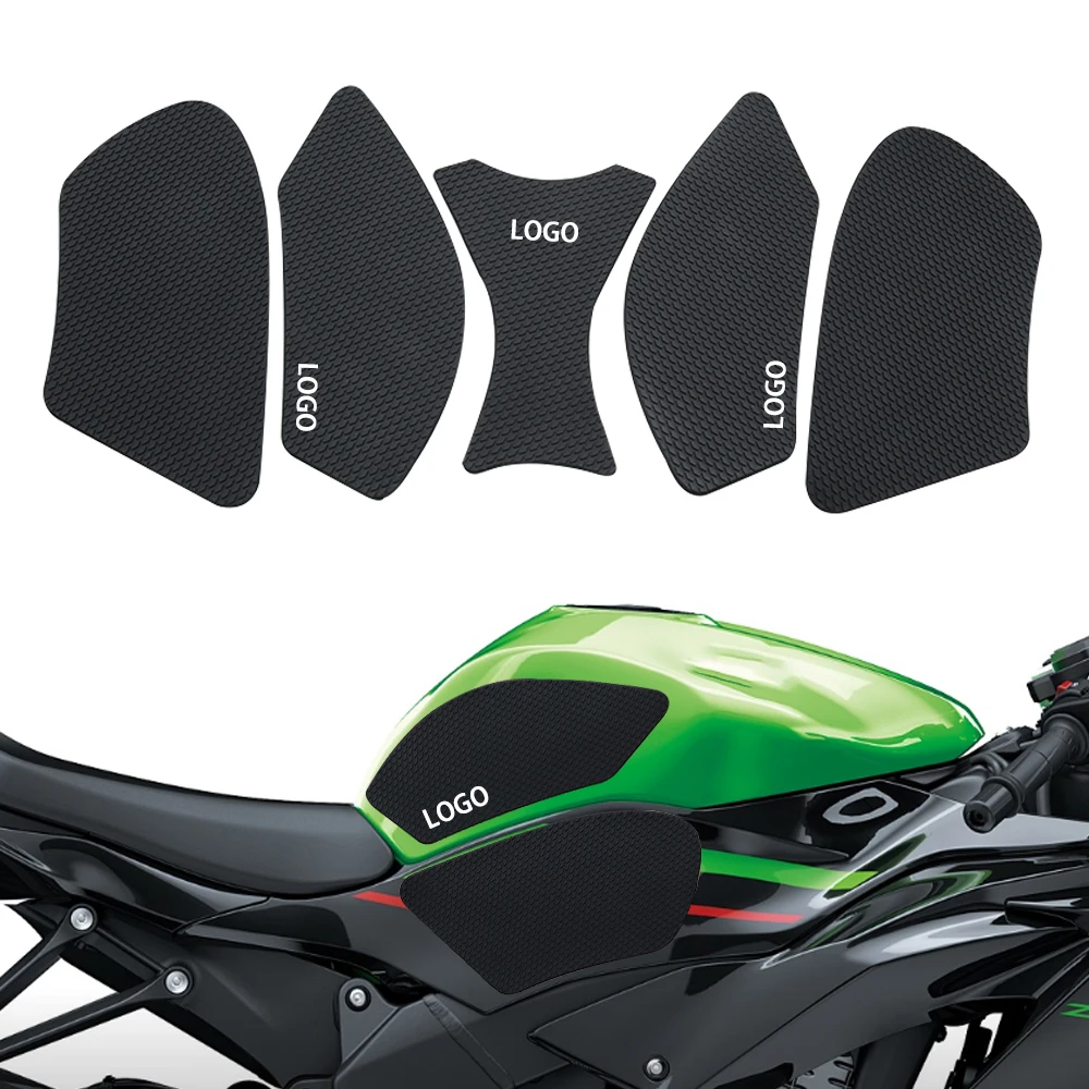 NEW Motorcycle Non-Slip Side Fuel Tank Stickers Waterproof Pad Rubber For Kawasaki zx-6r zx6r zx636 2013 - 2024 With logo (ZX-6R