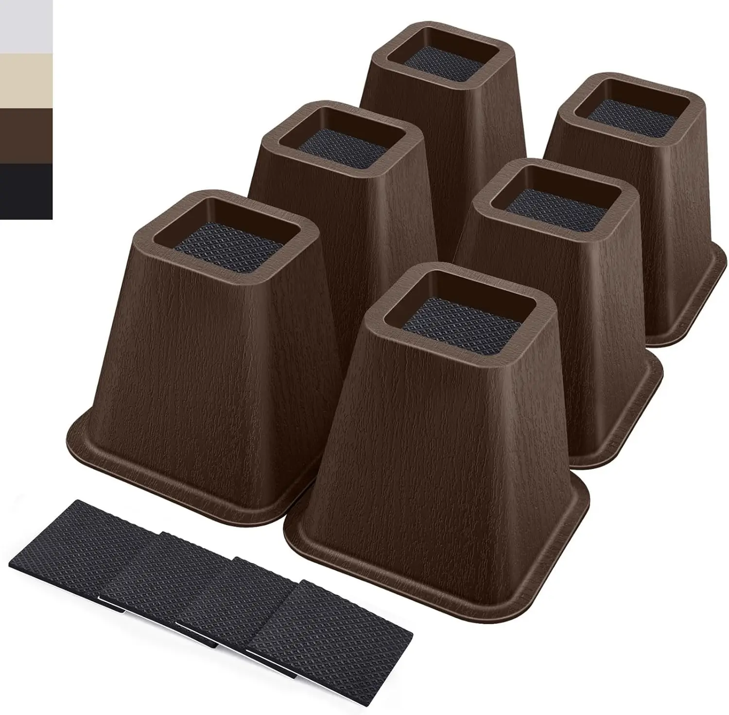 

6 H Heavy Duty Bed Risers, Furniture Risers For Desk, Chair, Table Or Sofa, Couch Lift Risers, Supports Up To 2200 Lbs Per