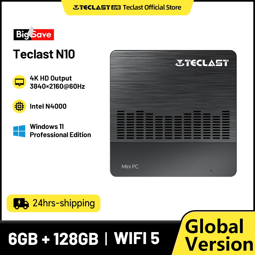 Teclast N10 Mini PC Intel N4000 Windows 11 Pro DDR4 6GB 128GB salida Dual 4K HD WiFi de escritorio 5 MinI de bolsillo ordenador de oficina