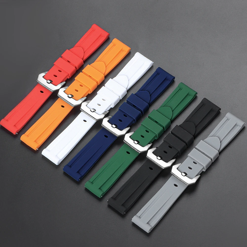 20 22mm Strap for Panerai PAM 24mm 26mm Watch Band for Omega for Seiko Quick Release Silicone Wristband for Casio Sport Bracelet