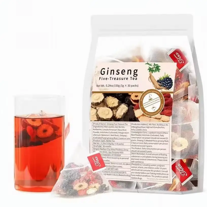 Panax Ginseng & Maca & Mulberry Herbal Tea, Kidney Teas Formula, Treasure Kidney and Liver Cleanse For Women & Men (30bag)
