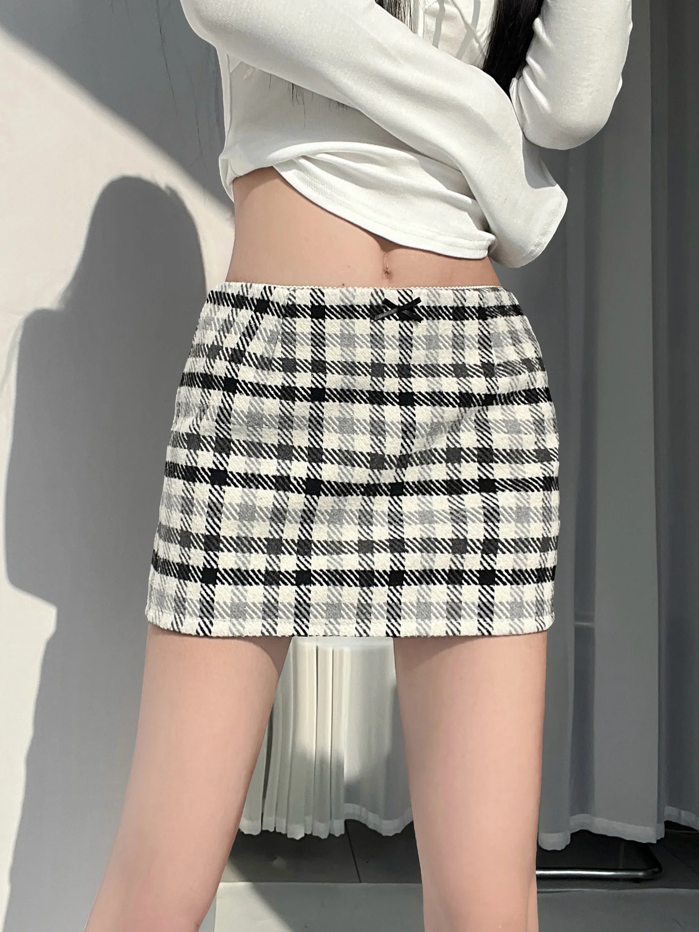 Low Waist A-Line  Skirt Women's Sweet Heart Candy Grid Pattern Slimming Short Skirt Spring 2026 New Style Casual Vintage