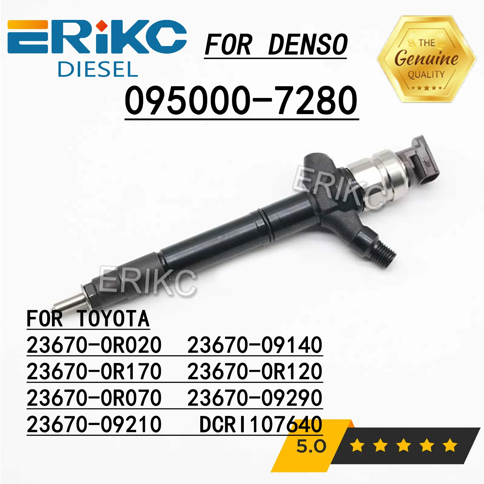 Fuel Injector 095000-7280 095000-7281 Diesel Inyector Nozzle Assy 23670-0R170 for Toyota RAV4 2.2 2AD-FTV DENSO 23670-0R120