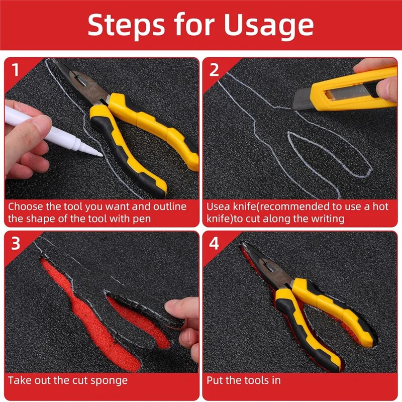 CQMF-8Pack Пенопластовый ящик для инструментов, пенопластовые вставки 15,7 х 9,8 х 0,8 дюйма для чехлов, полиэтиленовые листы для хранения для ящика для инструментов, жесткий чехол, инструмент