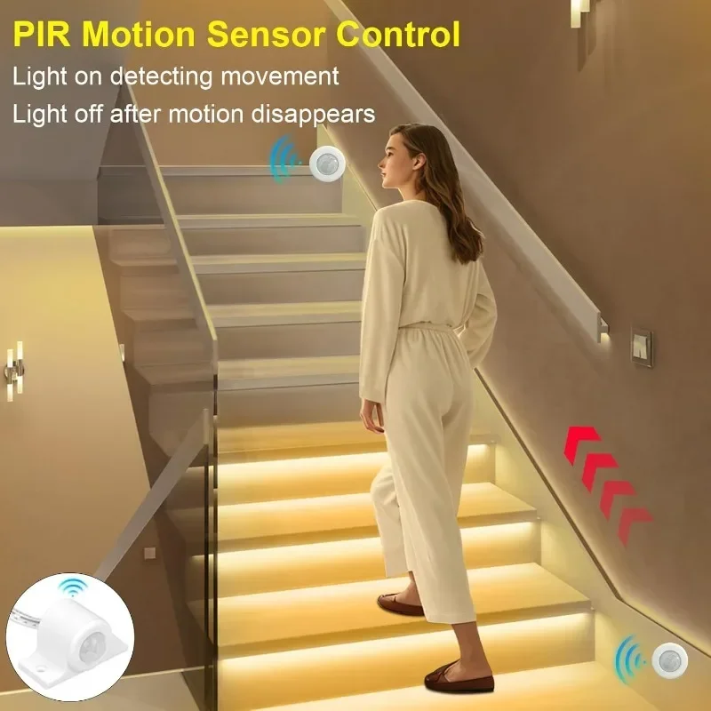 Intelligent Motion Sensor LED Stair Light Kit Step by Step Control LED Step Light Indoor with Remote，home.