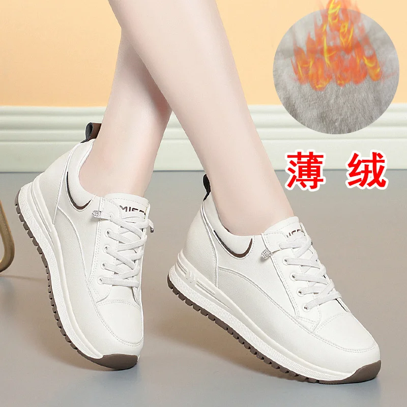 Spring Autumn Fashion Chunky Causal Women Mother Shoes Walking Comfortable Soft Leather Running Sneakers