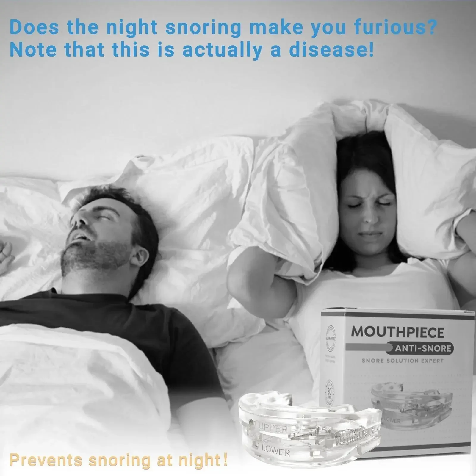 

Anti Snoring Device Adjustable Mouth Guard Mouthpiece Comfortable Snore Reducing Oral Appliance Bruxism Apnea Relief Sleep Aid