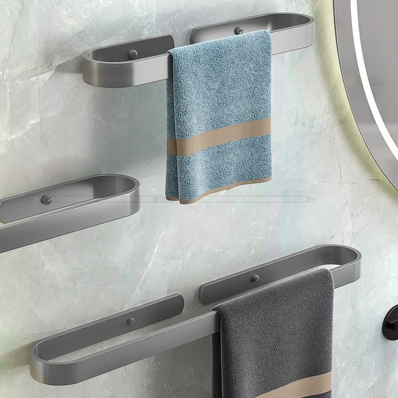 Black Bathroom Bar Wall Mounted Rod Aluminum Grey Hanger White Towel Holder White Towel Rail Towel Bar