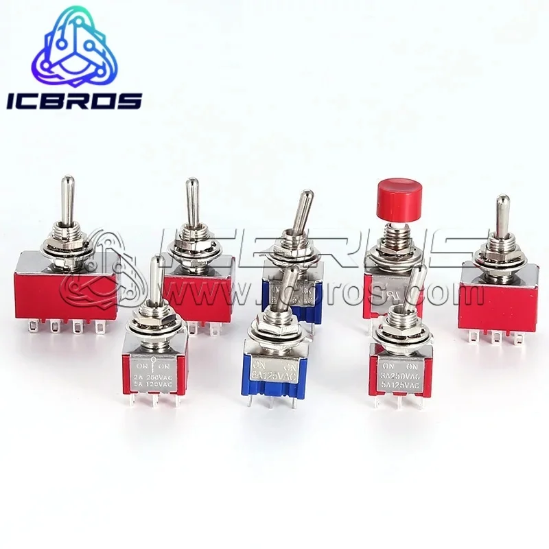 MTS-203 MTS-402 MTS-403 PS-102 Toggle Switch 6A 125VAC on on SPDT 6mm Mini Switch DPDT on off on Waterproof Cap