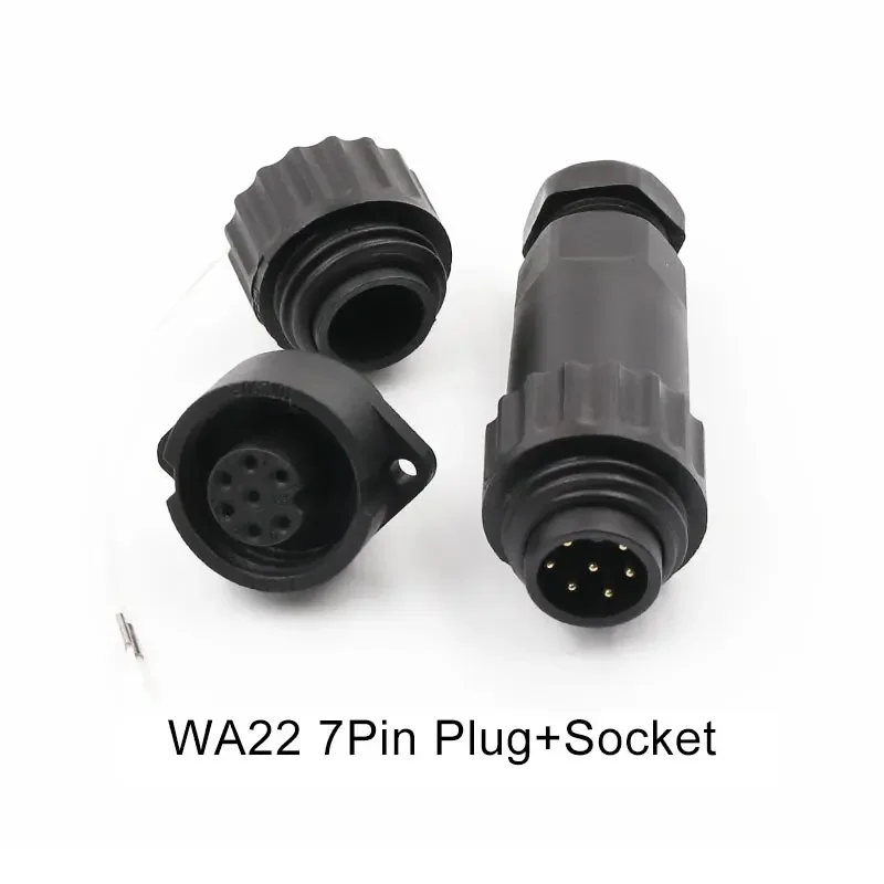 WA22 Screwing Wire Plug Socket 4Pin 7Pin Waterproof IP67 Male Female Soldering Cable Connector Industrial Grade Aviation Plugs