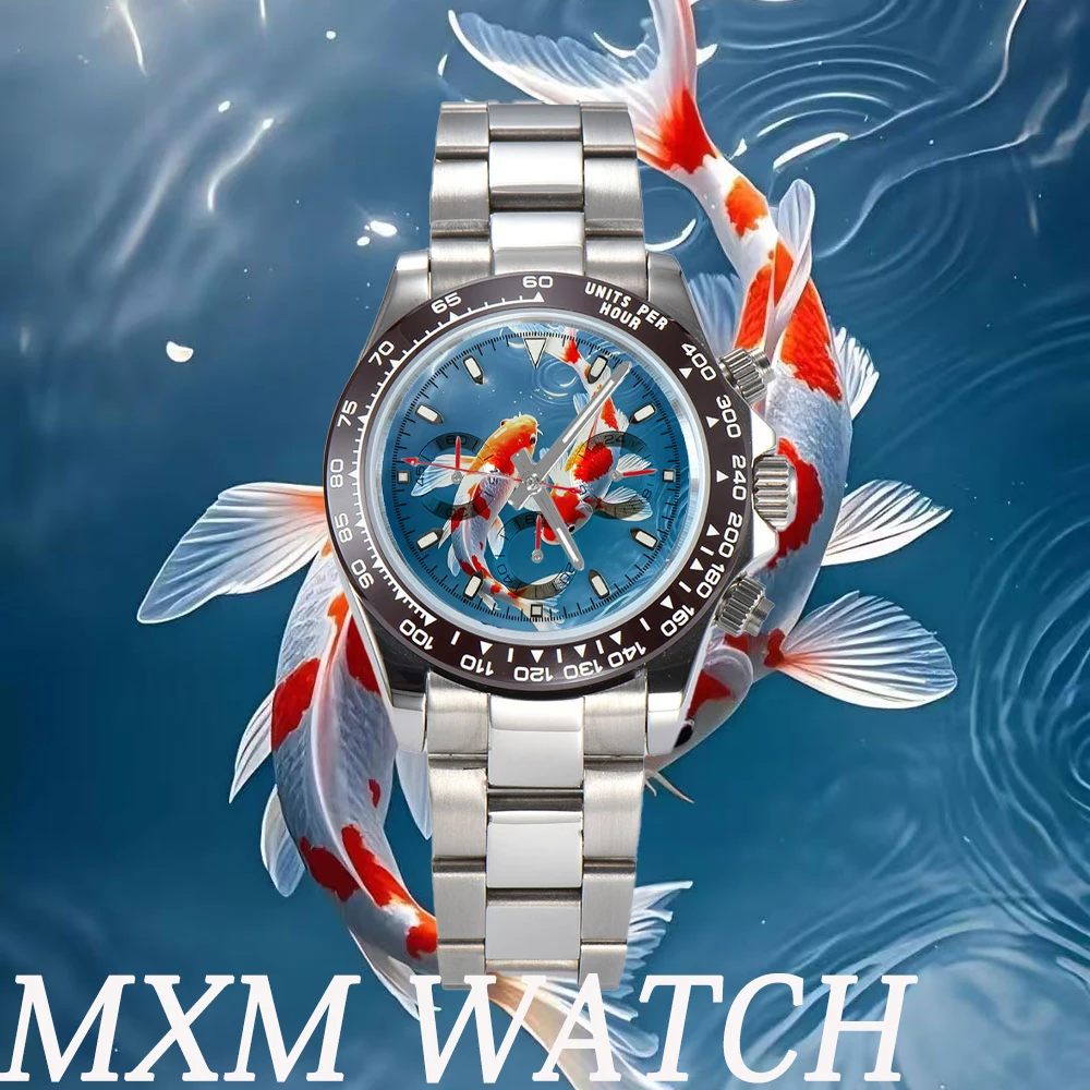 Luksusowy, personalizowany zegarek Fish 39,3 mm, męski chronograf, kreatywny zegarek męski, zegarki męskie VK63/4613 automatyczny chronograf męski.