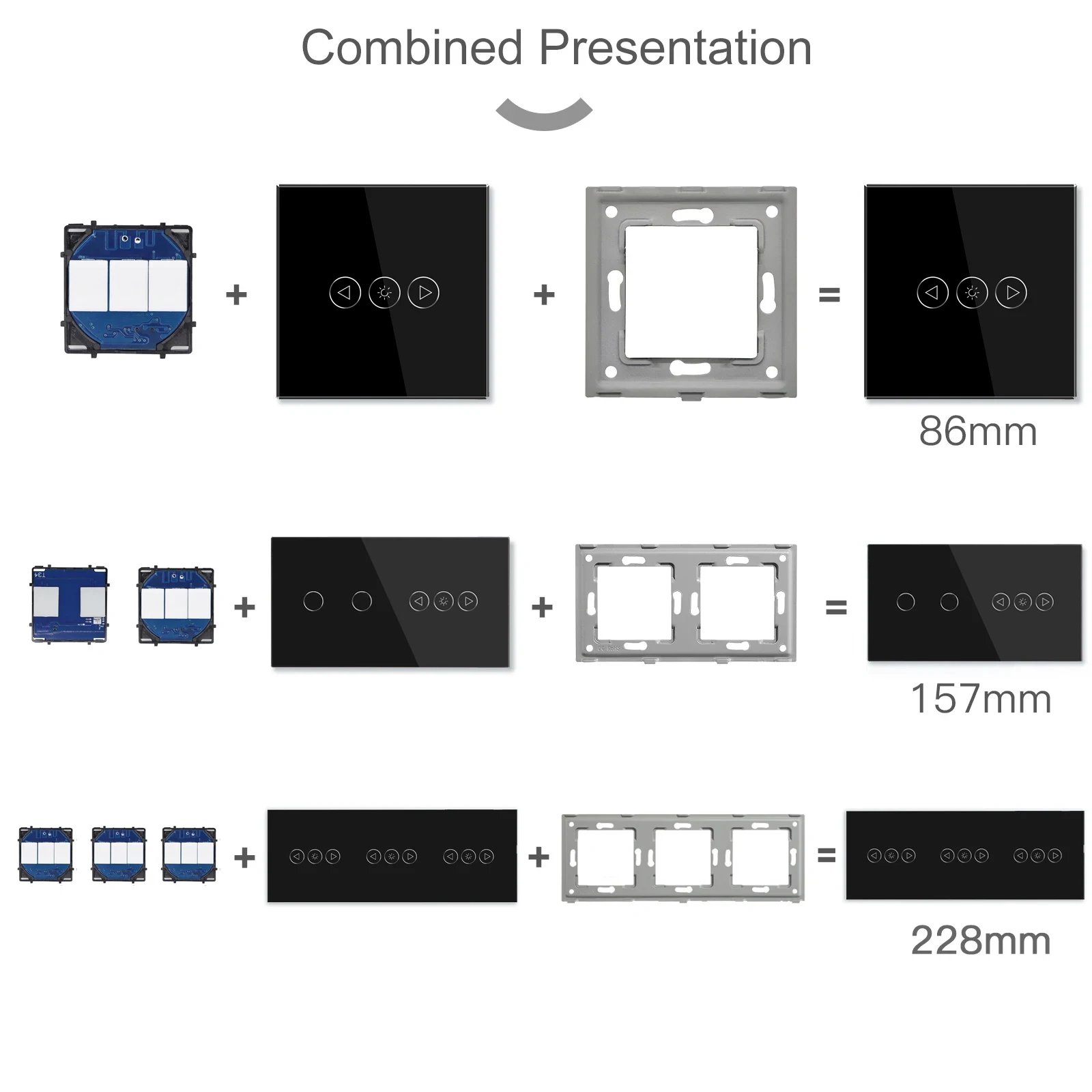 BSEED Wifi Smart Dimmer Switch 1/2/3Gang Touch Light Switch funzione parte Tuya Smart Life Control pannello in vetro combinazione libera fai da te