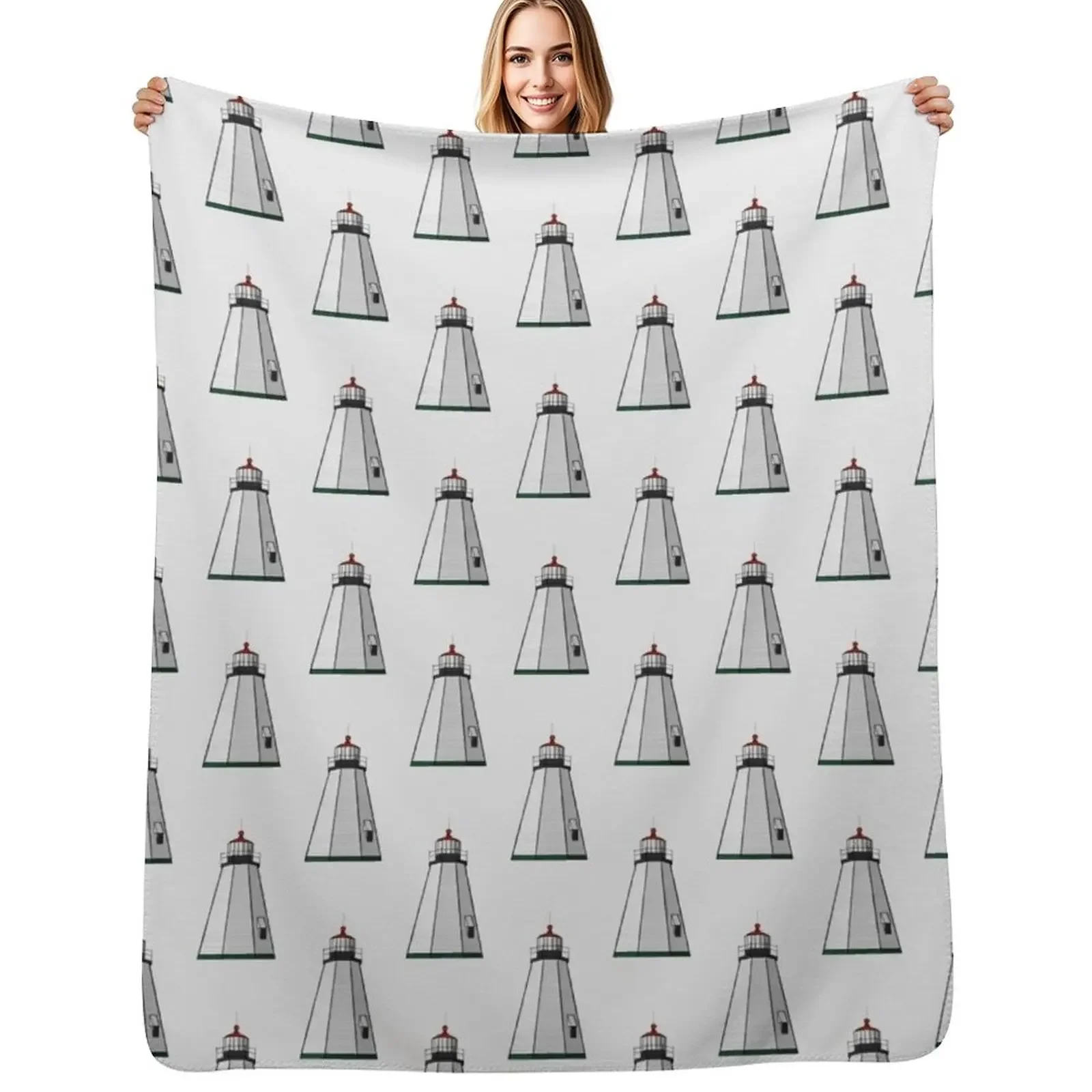 

Gurnet Light, Plymouth Lighthouse Throw Blanket Summer Soft blankets and throws Decorative Beds Blanket