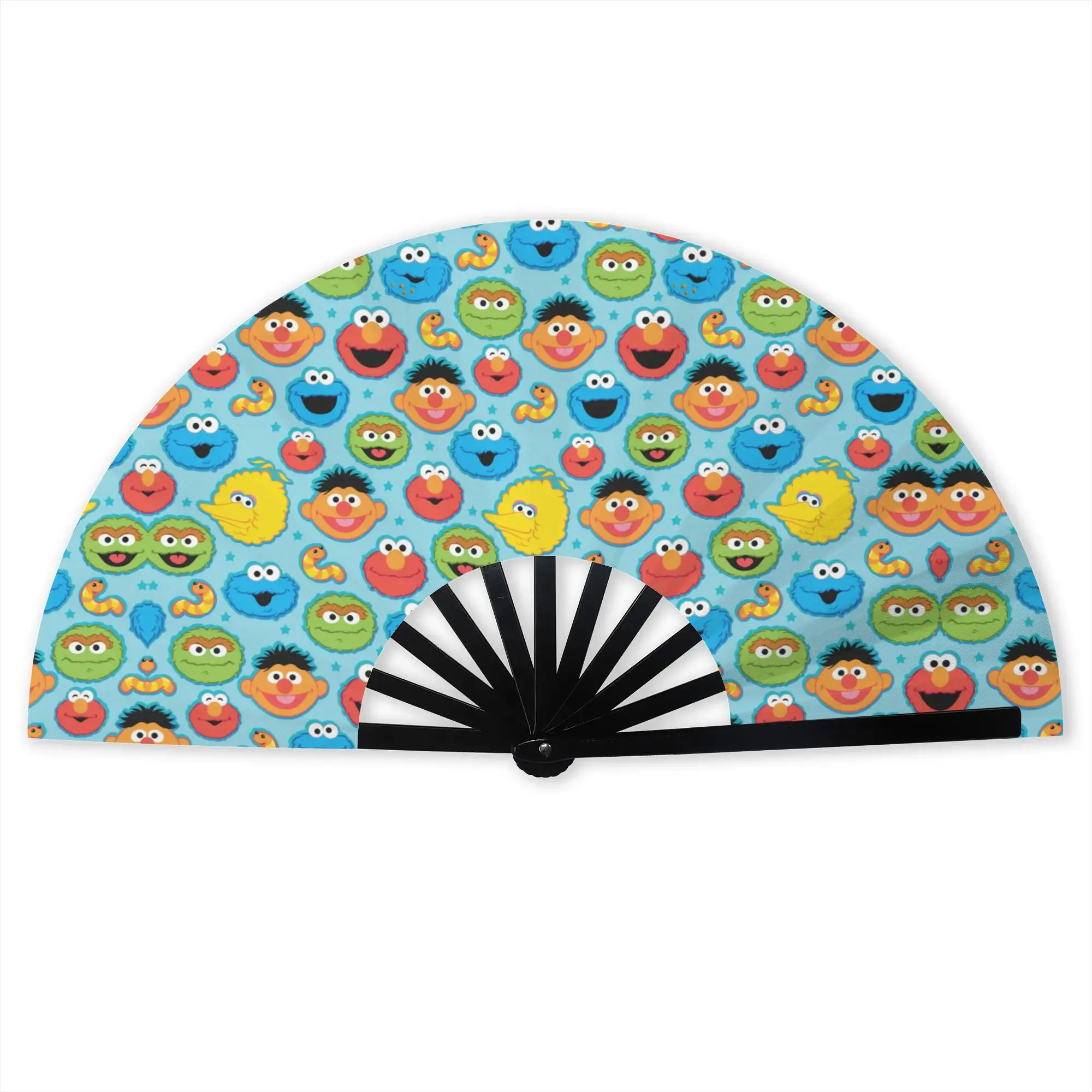 Cookies Anime  Monsters Folding Hand Fan Custom Elmos Cartoon Polyester Fabric Fan Fashion Summer Accessory Decorative Fans