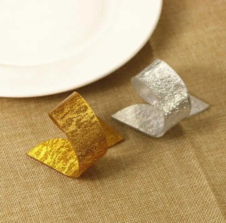 

200pcs Silver/Gold Acrylic Napkin Rings Fashion Simple Wedding Banquet Dinner Table Decor For Wedding Baby Shower Party SN2255