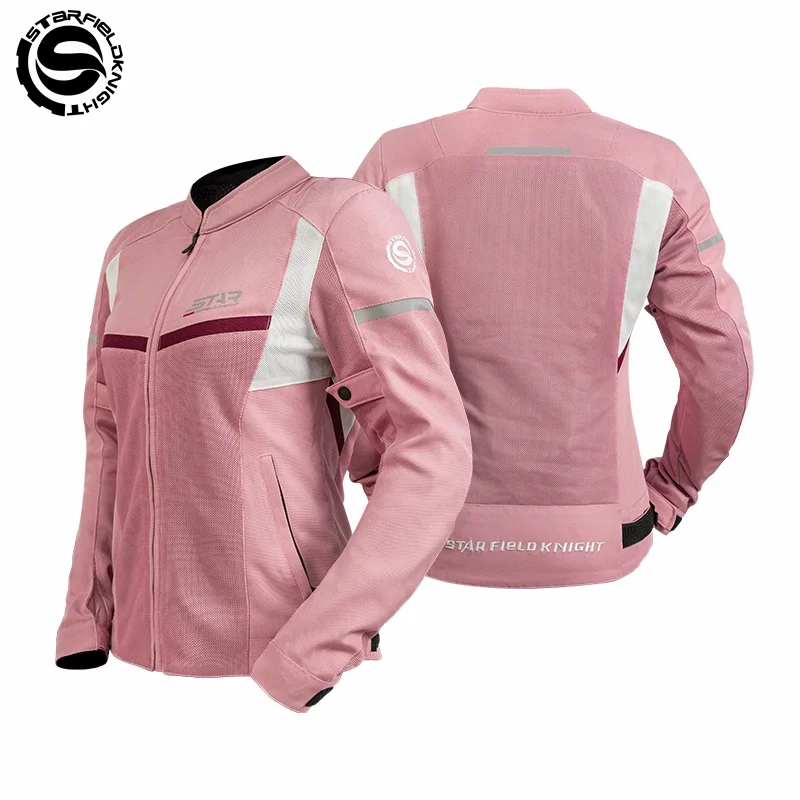 

SFK Pink Women's Riding Clothing Motorcycle Jacket Spring&Summer Mesh Breathable With CE Body Protective Equipment Accessories
