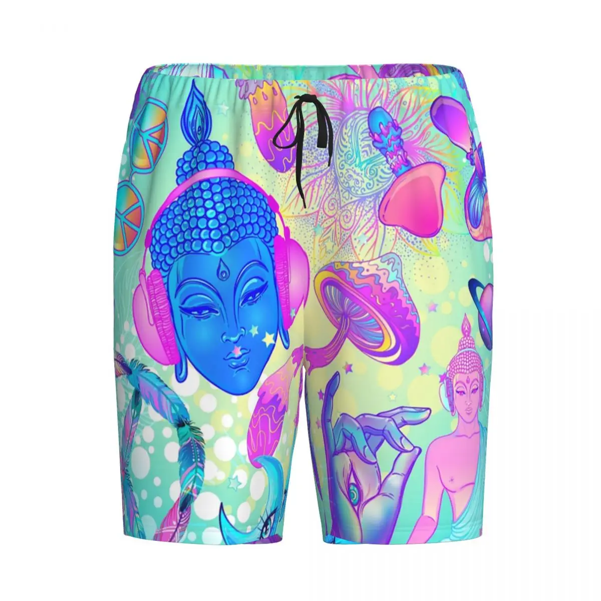 Benutzer definierte psyche delische magische Pilze Pyjama Shorts Herren Trippy Muster Nachtwäsche Bottom Stretch Schlaf kurze Pyjacken mit Taschen