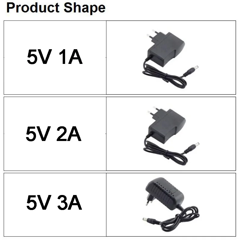 AC 110V 240V to DC 5V 3A 5V2A 5V1A 5.5x2.5mm power supply Adapter Charger 1000ma 2000ma 3000ma Converter for strip light