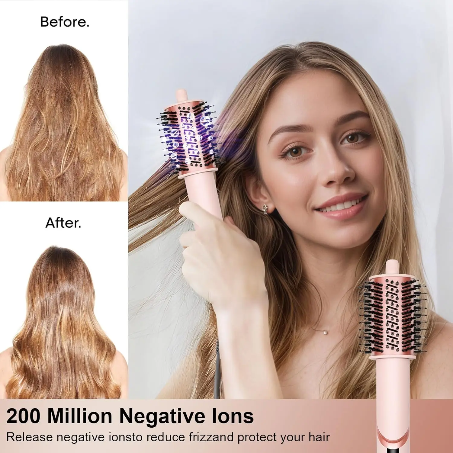Картина 6: Стайлер с горячим воздухом 9 в 1 — высокоскоростная щетка для фена, 110 000 об/мин, складная щетка для фена с отрицательными ионами для быстрого сушки,