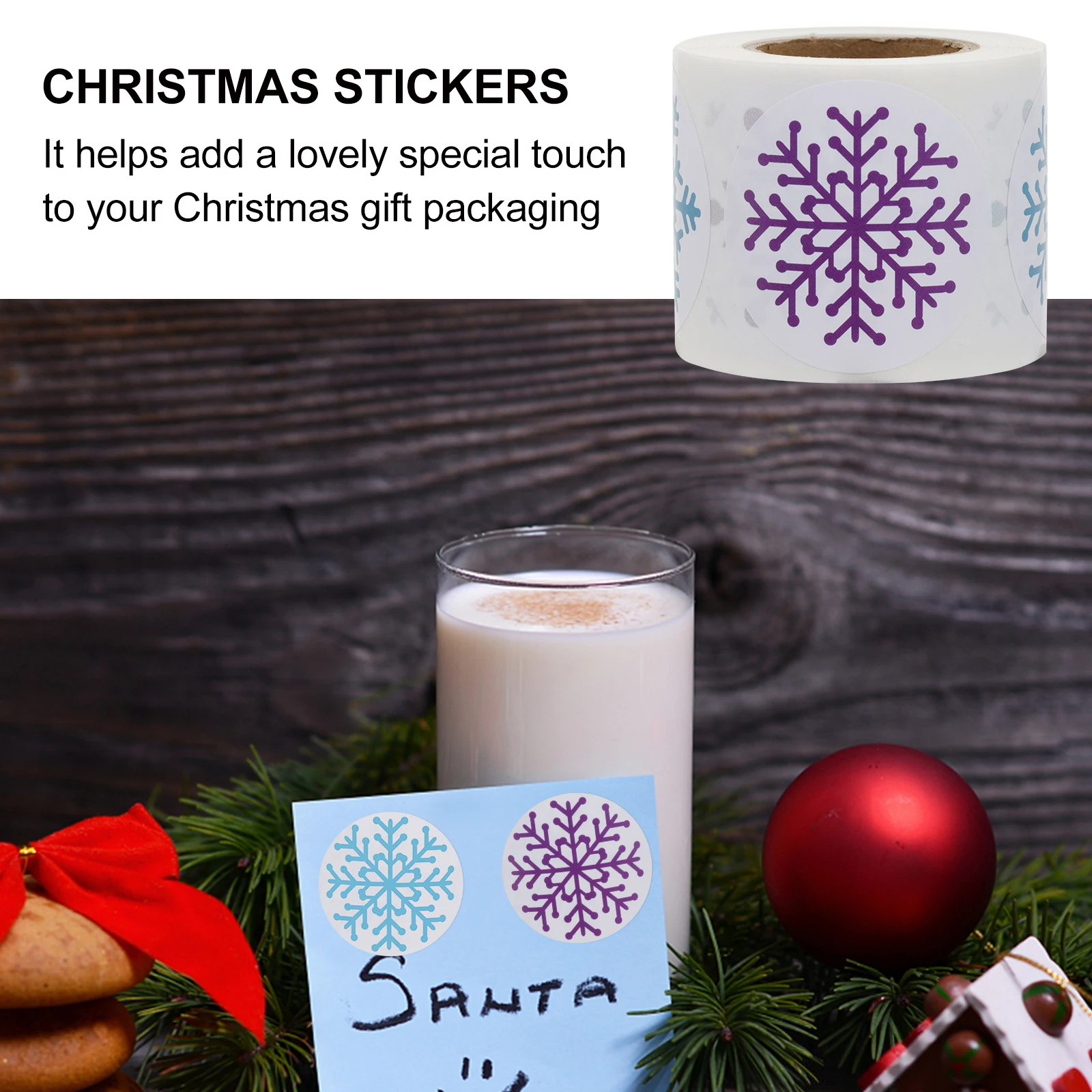 

500pcs Christmas Snowflake Stickers Holiday Decoration Roll For Gift Cards Envelopes Candy Bags Scrapbooking Xmas Party