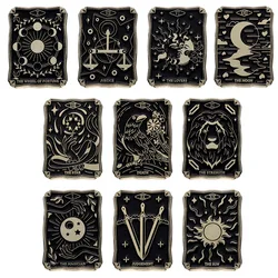 Vintage creative Tarot card style Metal brooch Cartoon geometric decorative badge Accessories pins wholesale Gift to friends