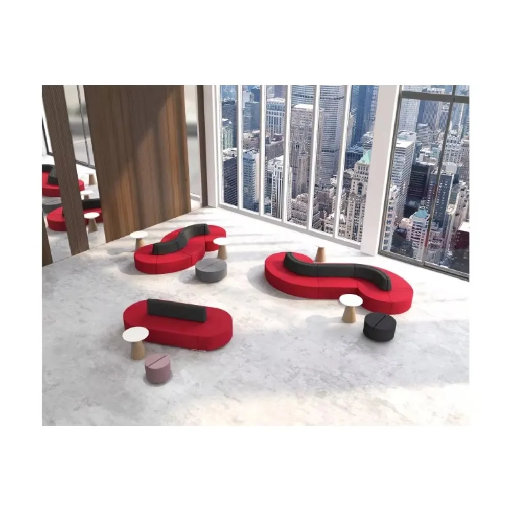 Modern S-Shape Leather Curved Office Reception Lobby Sofa Set Free Combination Infinite Extension For Home Office Living Room