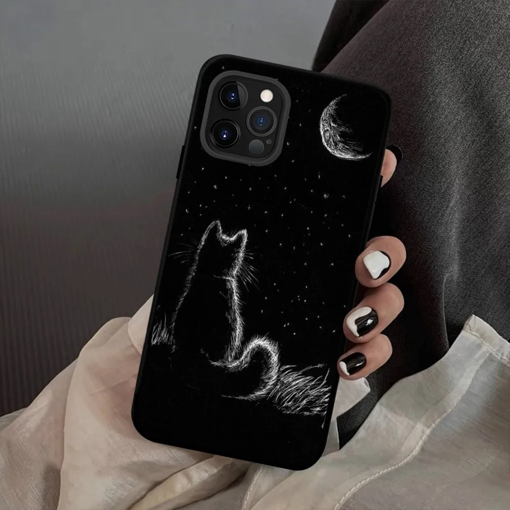 Black cat Phone Case for iPhone 15 8 7 6 6S Plus X SE 2020 XR XS 14 11 12 13 Mini Pro Max Mobile Case