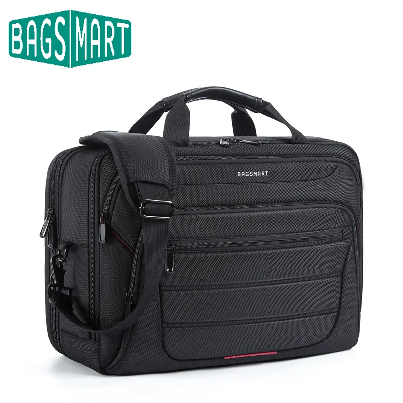 

BAGSMART Расширяемая сумка для ноутбука 17,3 дюйма, водонепроницаемый портфель для ноутбука, большая вместительная сумка для компьютера для мужчин