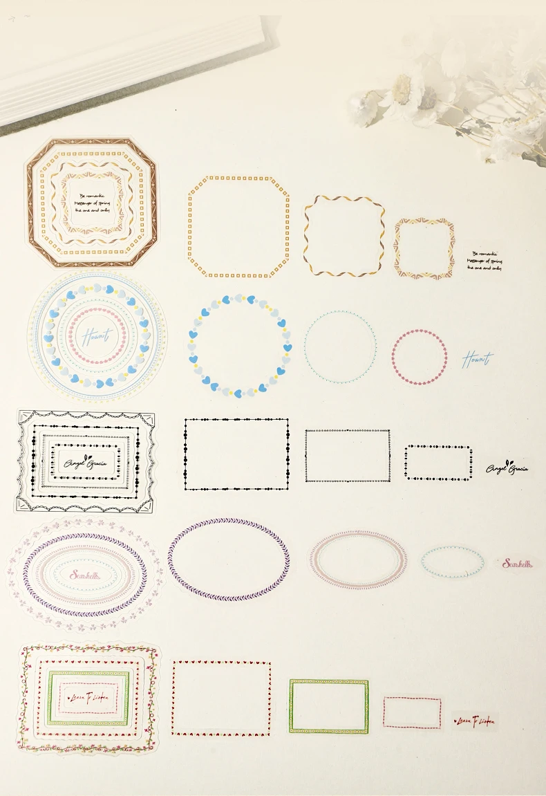 Journal GO 10 Stück Traumhafte Blumenrand-Aufkleber Ästhetische Rahmen-Sticker für Scrapbooking Journaling Deko-Materialien Karten-Bastelarbeiten Abziehbilder – Detail 6