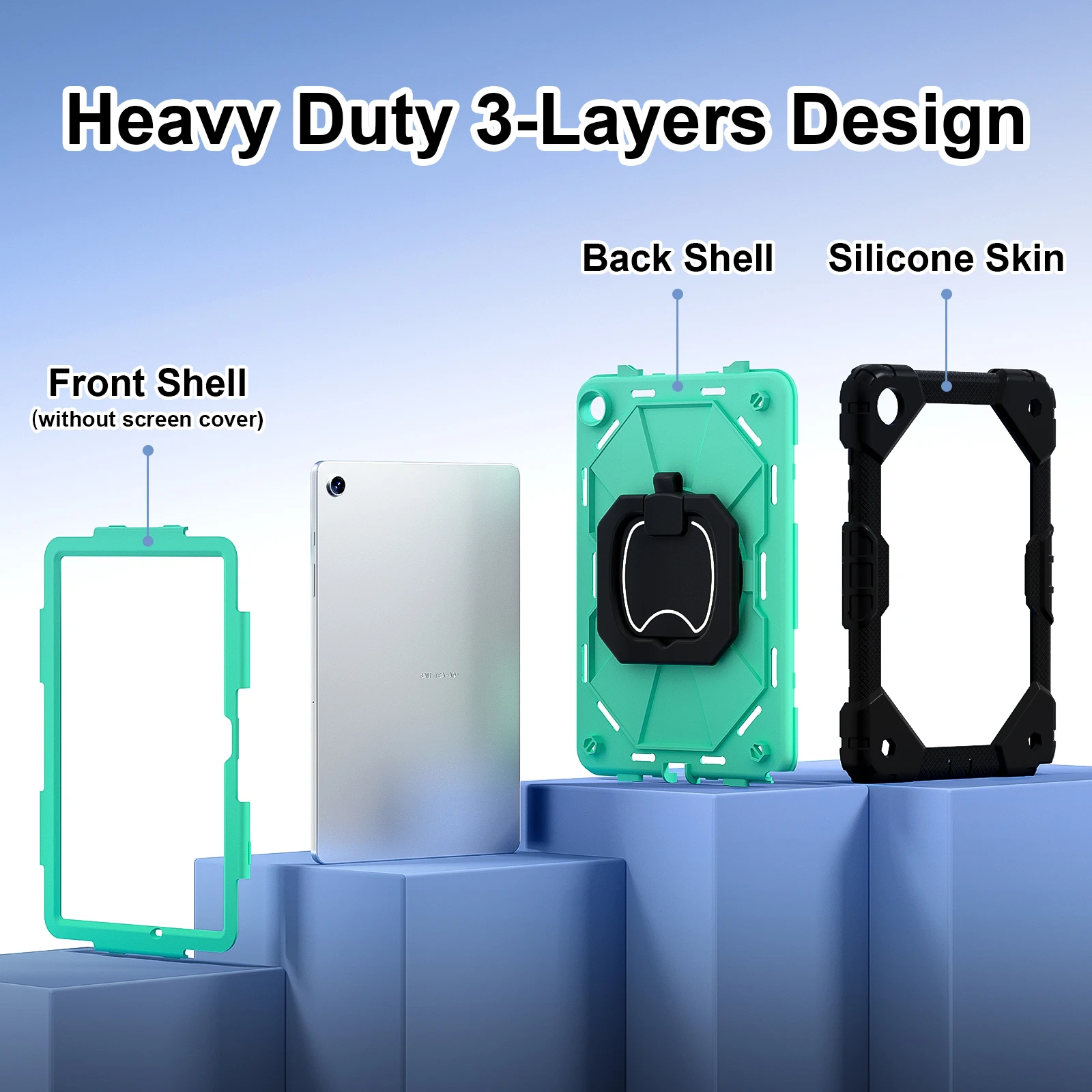 360 Rotating Case For Samsung Galaxy Tab A9 SM-X110 SM-X115 SM-X117 8.7 inch A9 Plus SM-X210 SM-X216B SM-X218U Armor Stand Cover