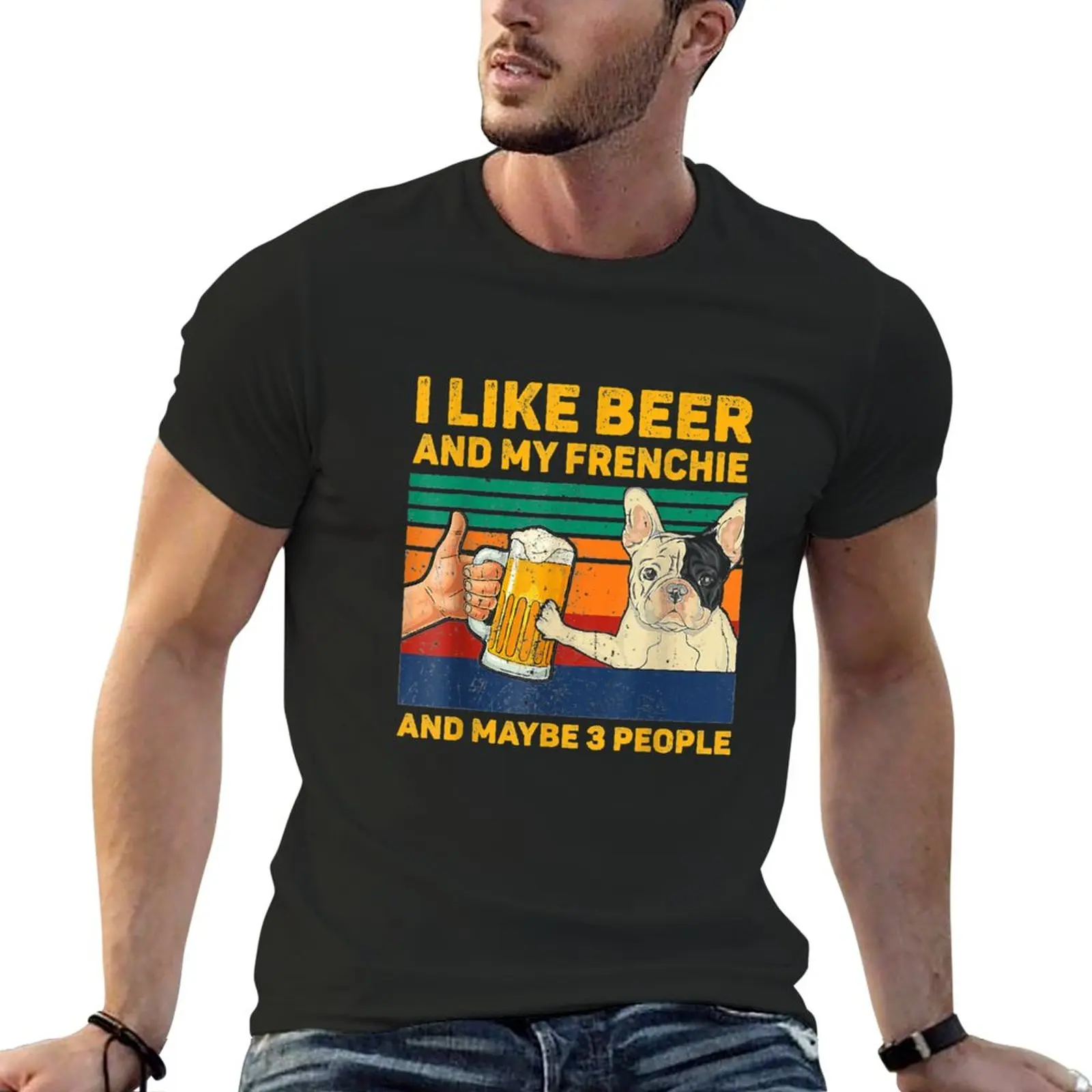 New I Like Beer And My Frenchie, French Bulldog Dog T-Shirt sports fan t-shirts man clothes t shirts for men graphic