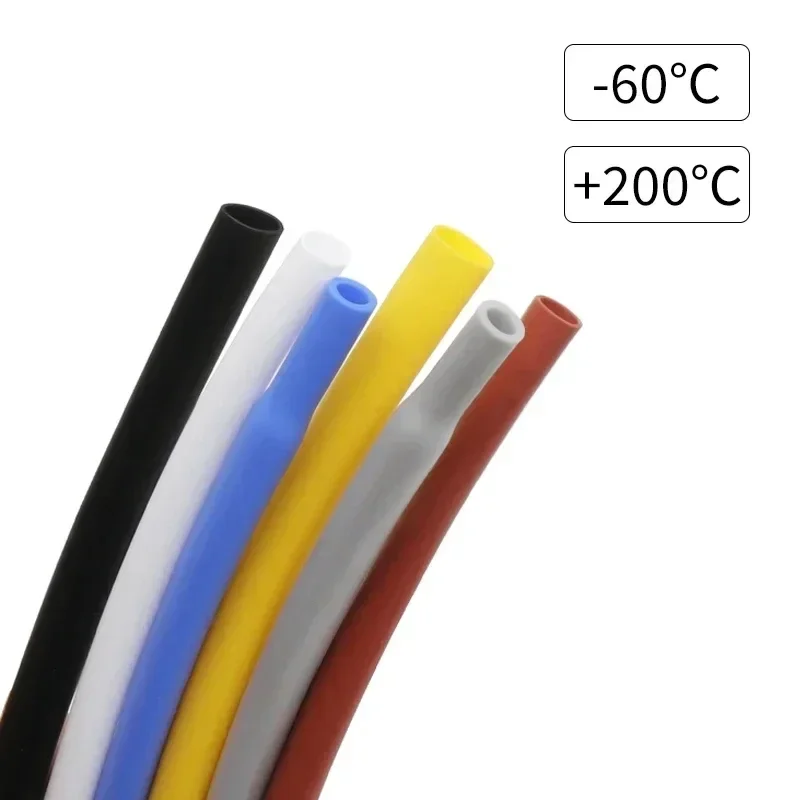 1M 1.7:1 Silicone Heat Shrink Tube 0.8 ~ 30mm Flexible Cable Sleeve Insulated High Temperature 200℃ Soft DIY Wire Wrap Protector