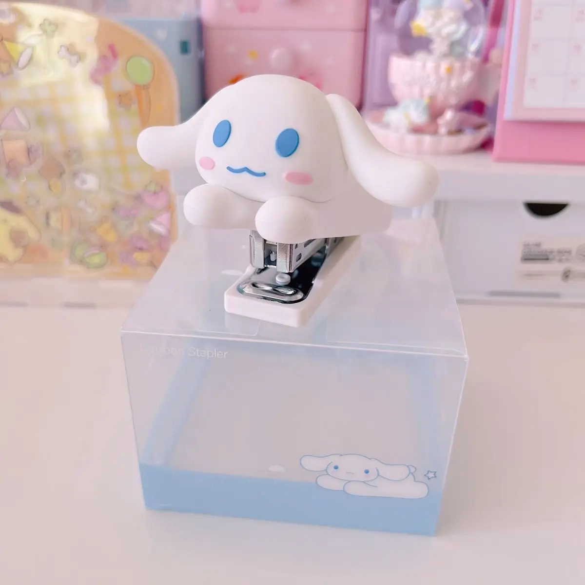 Sanrio-grapadora de silicona de dibujos animados, máquina de encuadernación portátil para oficina de estudiantes, melodía de Anime Kuromi Hello Kitty, regalos de papelería para estudiantes