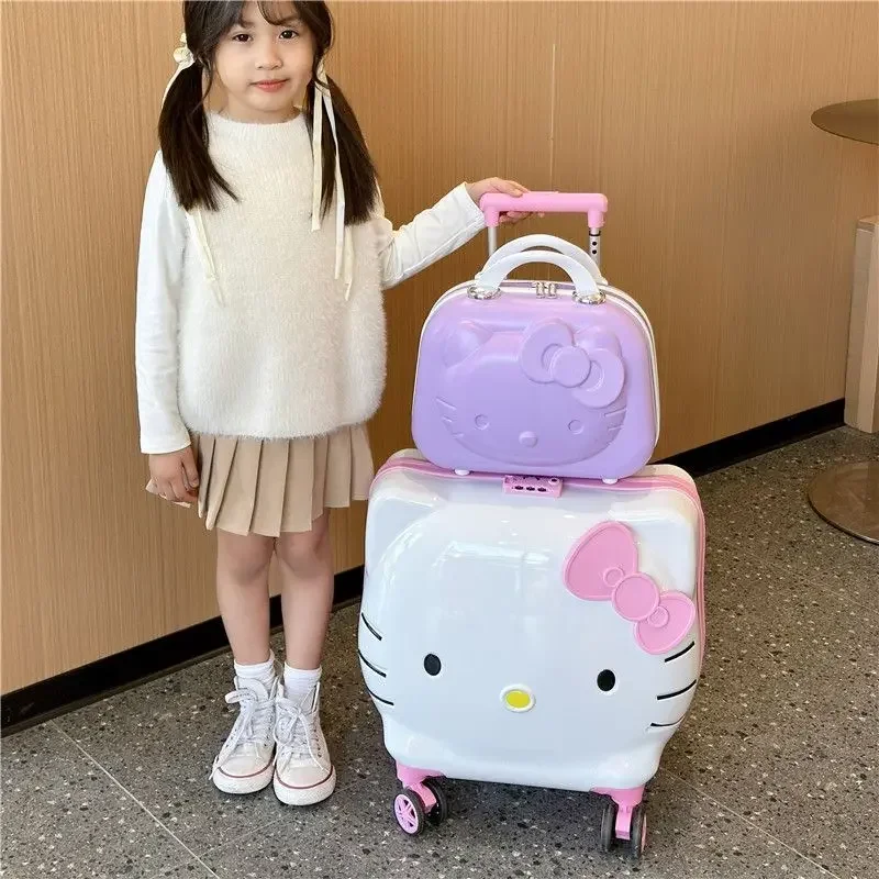 

Sweet Hello Kitty Anime Kawaii MINISO Suitcase Cute KT Cat Princess Trolley Case Travel Storage Box Fashion Gifts for Girls