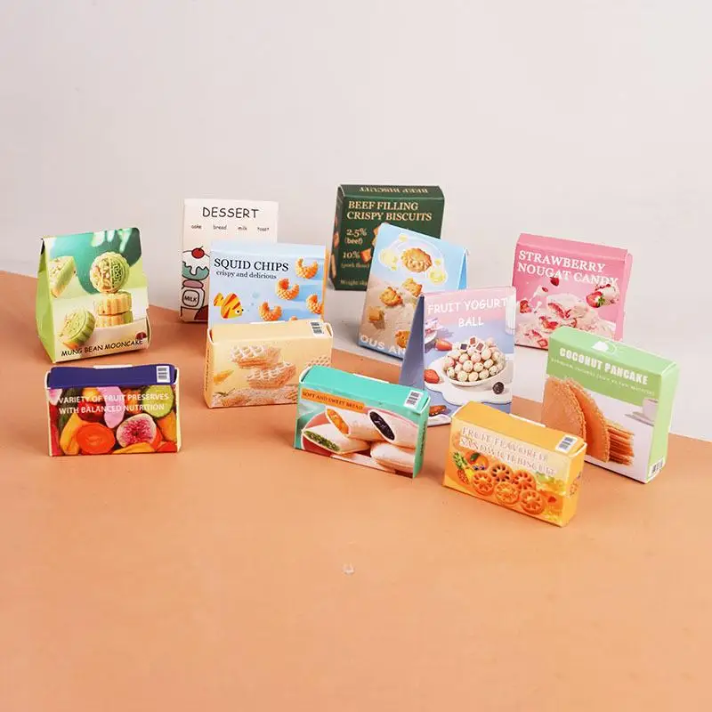 

10Pcs Dollhouse Simulation Mini Snack Box Model Dollhouse Miniature Supermarket Scene Decoration Dolls House Pretend Play Toys