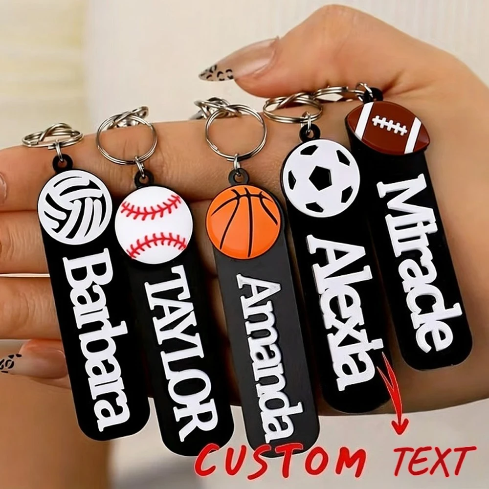 Personalized Acrylic Nameplate Keychain Volleyball Baseball Basketbal Football Rugby Custom keychain Players Coaches Team Gifts