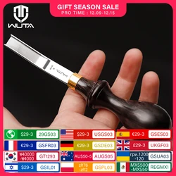 WUTA Professional Wide Edger Skiver Edge Beveler M390 Steel Leather Skiving Thinning Trimming Tool Ebony Handle Convex Grind