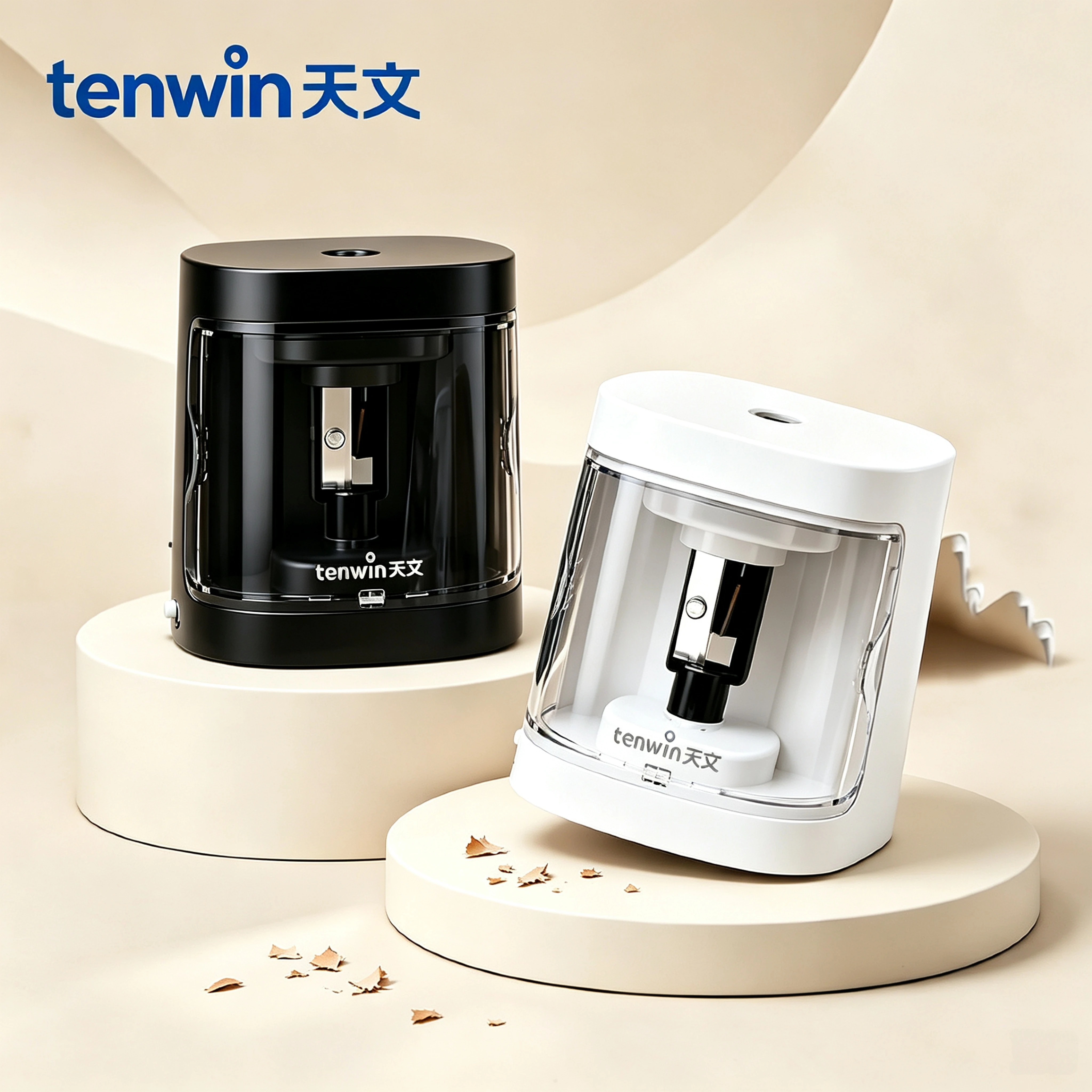 Tenwin Semi‑Automatic Pencil Sharpener, Single Hole Electric & Manual Cutter, Pocket‑Size Lightweight School Learning Supplies