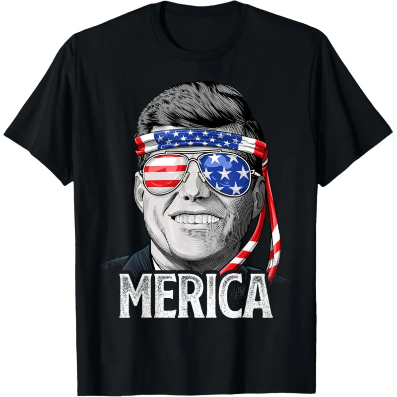 Kennedy Merica 4th Of July President JFK Men American Flag T-Shirt