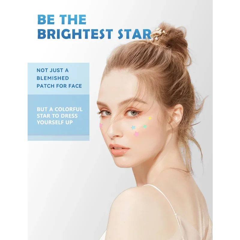 رقعة حب الشباب/البثور، رقع حب الشباب الغروانية المائية على شكل نجمة احترافية. تناسب عيوب مختلفة، ملصقات بقعة لطيفة غير مرئية ممتصة للزيت