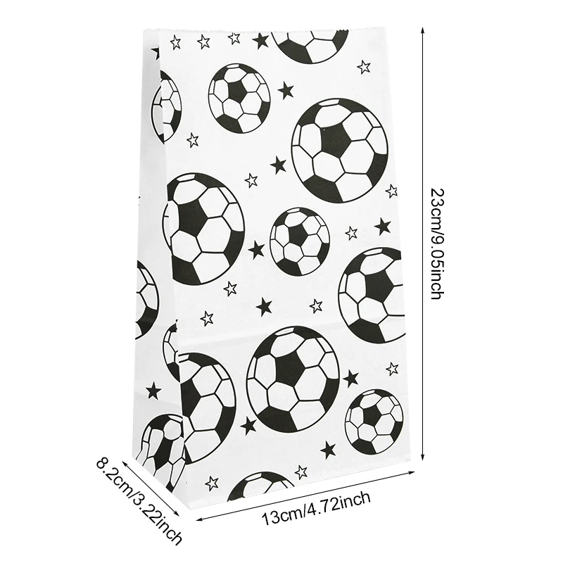 10pcs Football Theme Gift Wrapping Bags Soccer Candy Bag Cookie Popcorn Bag Fans Party Favor Bags for Boys Birthday Party Decor