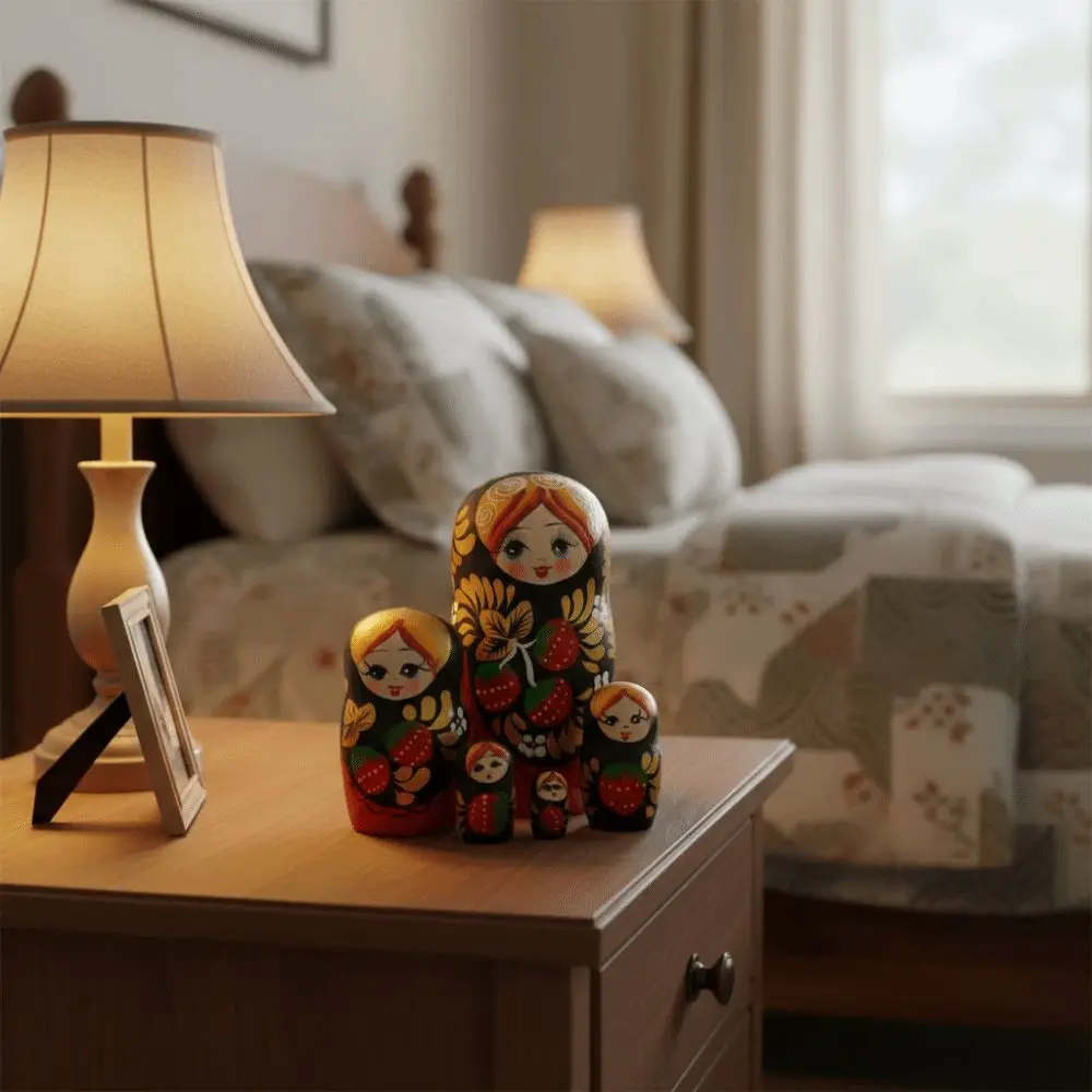 Desk Ornament 5 Layers Matryoshka Doll Handmade Wooden Nesting Dolls Cute Home Deocr Russian Nesting Doll Birthday Gift