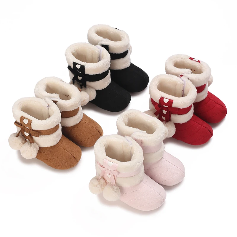 Baby Foot Protection Cover With Thick Velvet For Warmth Sweet Princess Girls' Soft Soled Shoes For Toddlers And Toddlers