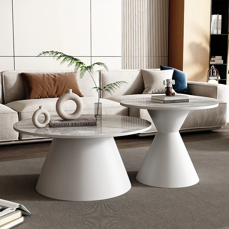 Round living room coffee table household small apartment bed and breakfast rock slab