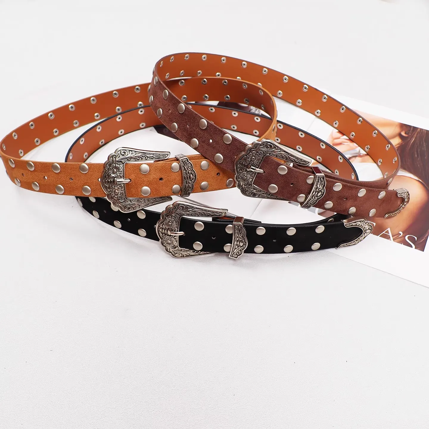 المرأة خمر برشام الجلد المدبوغ بولي Leather الجلود الشرير فستان Cummerbunds الكورسيهات حزام أحزمة الديكور واسعة حزام R3497