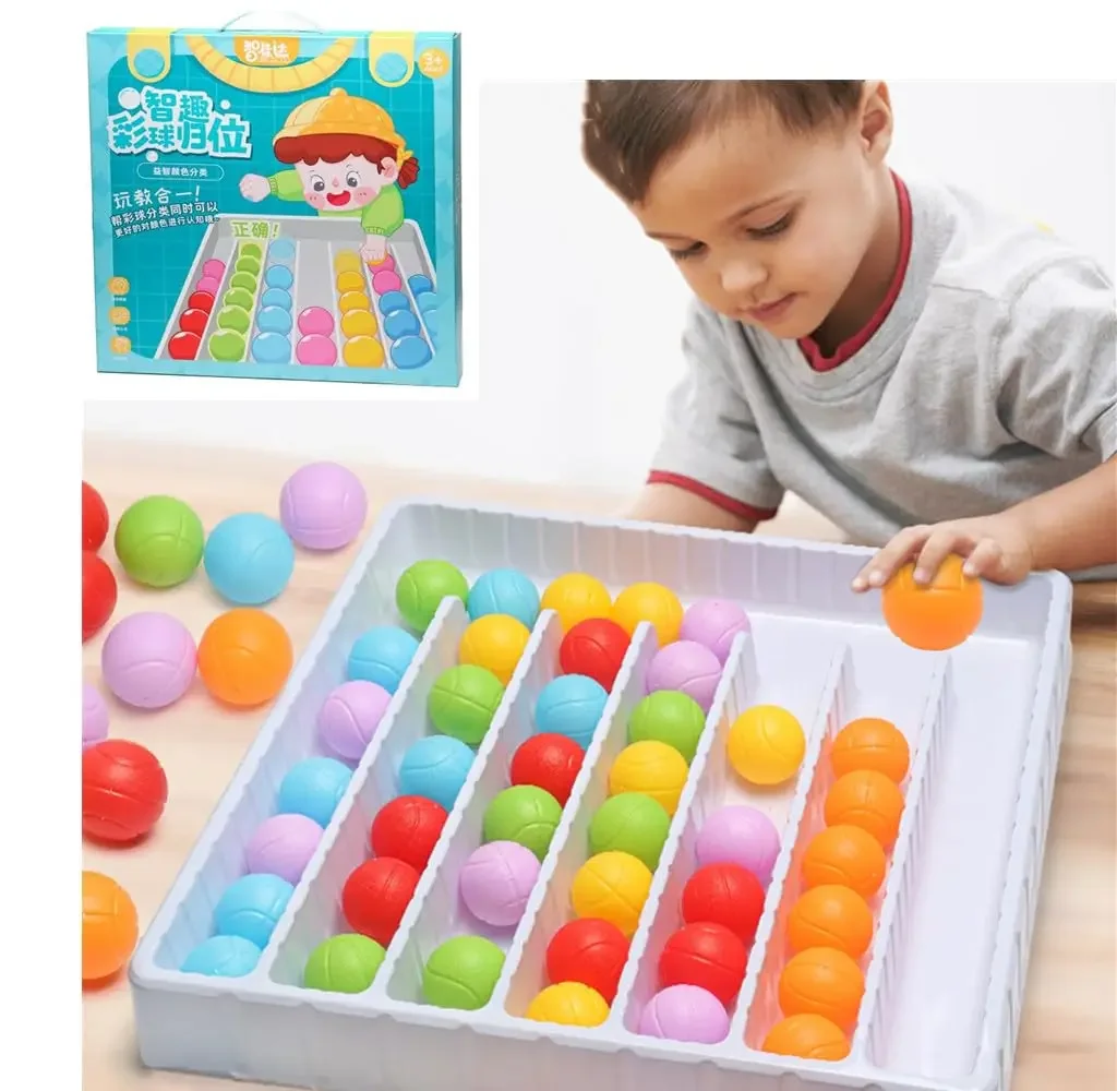Bola de brinquedo mesa de classificação de bolas jogos de grupo quebra-cabeça educacional para adultos e crianças, brinquedos montessori presente-42 peças bola
